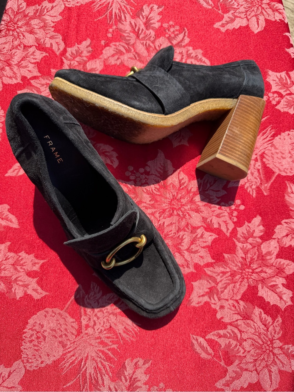 FRAME -Le Benedict suede heeled loafers